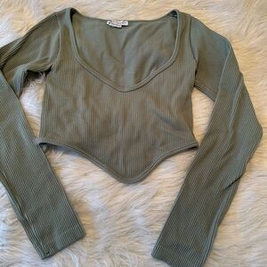 Zara Sage Ribbed Crop Top